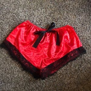 Women’s red and black lace pajama bottoms
